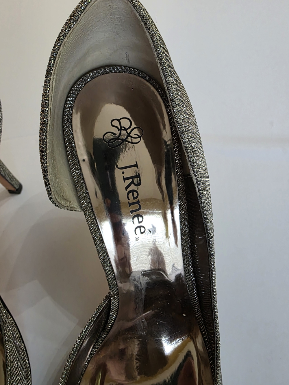 J.Renee Silver Glitter Peep-Toe Heels with Bow Accent - Picture 2 of 4